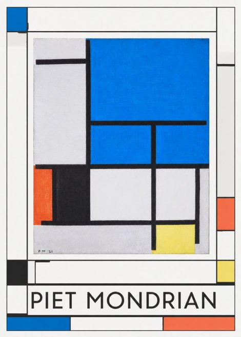 Piet Mondrian Composition with Red, Black, Blue, and Yellow No2 - Plakát