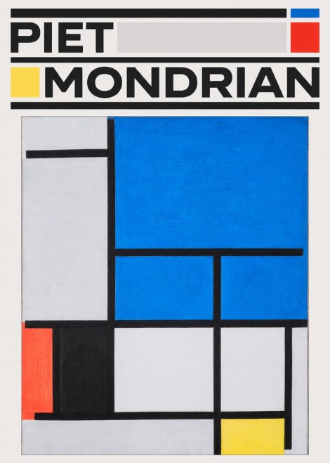 Piet Mondrian Composition with Red, Black, Blue, and Yellow No3 - Plakát