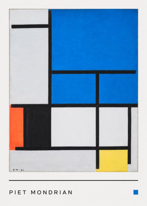 Piet Mondrian Composition with Red, Black, Blue, and Yellow No4 - Plakát