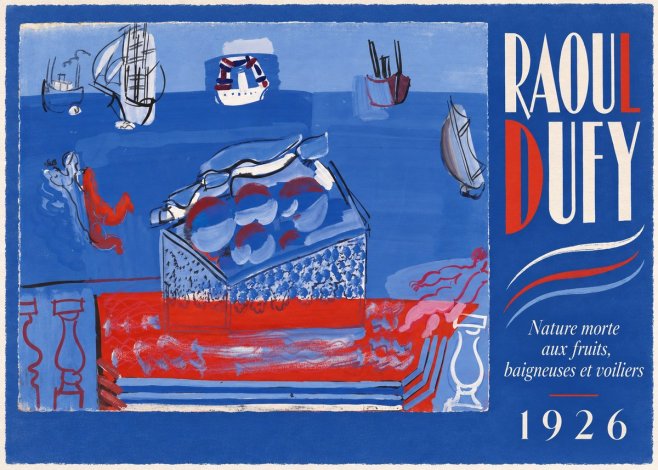 Raoul Dufy Nature Morte Aux Fruits, Baigneuses Et Voiliers No4 - Plakát