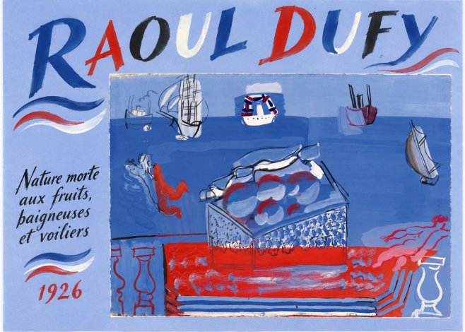 Raoul Dufy Nature Morte Aux Fruits, Baigneuses Et Voiliers No5 - Plakát