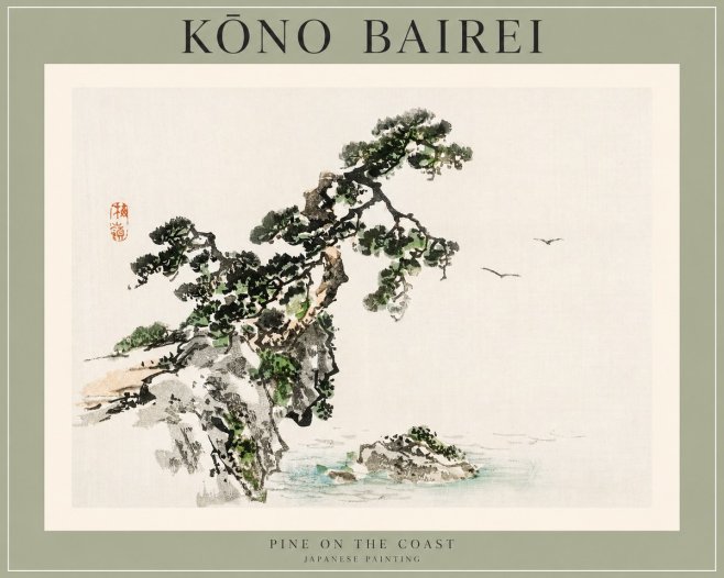 Kōno Bairei Pine on the Coast No1 - Plakát