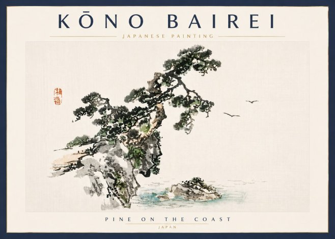 Kōno Bairei Pine on the Coast No5 - Plakát