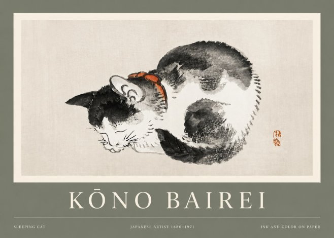 Kōno Bairei Sleeping Cat No2 - Plakát