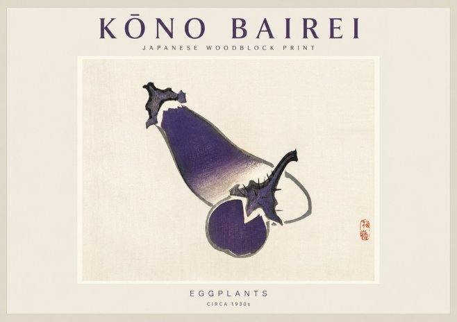 Kōno Bairei Eggplants No1 - Plakát