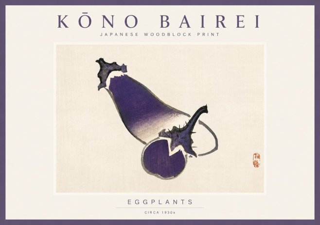 Kōno Bairei Eggplants No2 - Plakát