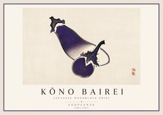 Kōno Bairei Eggplants No3 - Plakát
