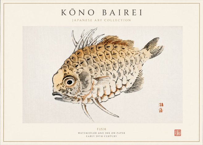 Kōno Bairei Fish III No3 - Plakát