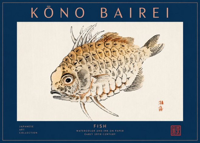 Kōno Bairei Fish III No4 - Plakát