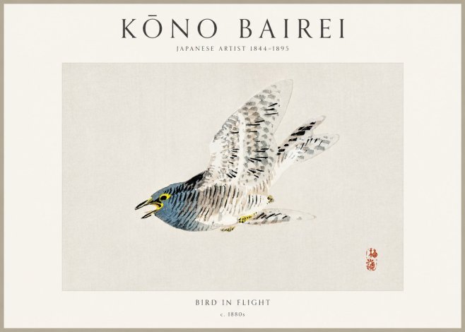 Kōno Bairei Bird in Flight No1 - Plakát