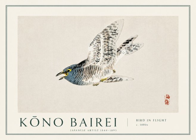 Kōno Bairei Bird in Flight No3 - Plakát