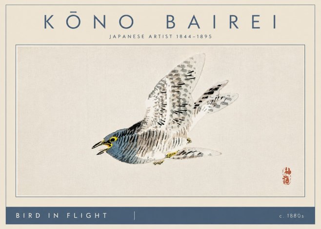 Kōno Bairei Bird in Flight No4 - Plakát
