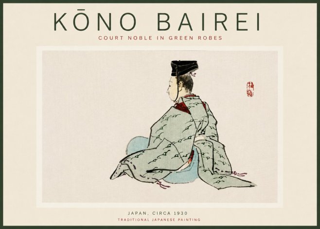 Kōno Bairei Court Noble in Green Robes No4 - Plakát