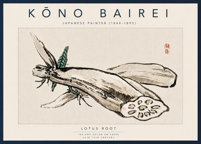 Kōno Bairei Lotus Root No4 - Plakát