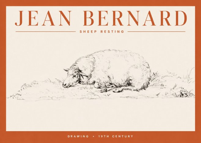 Jean Bernard Sheep Resting on the Ground No4 - Plakát