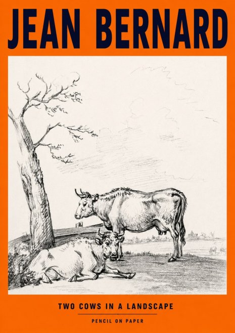 Jean Bernard Two Cows in a Landscape No2 - Plakát