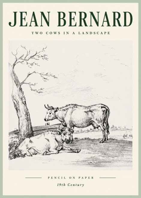 Jean Bernard Two Cows in a Landscape No5 - Plakát