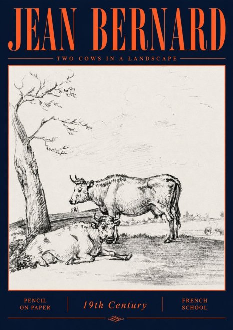 Jean Bernard Two Cows in a Landscape No6 - Plakát