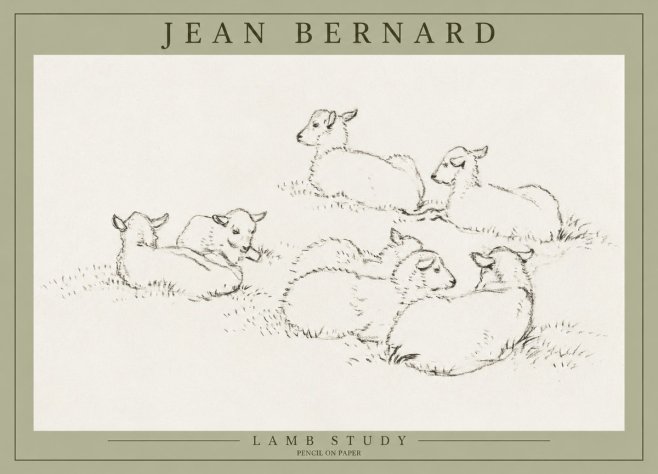 Jean Bernard Study of Lambs No3 - Plakát