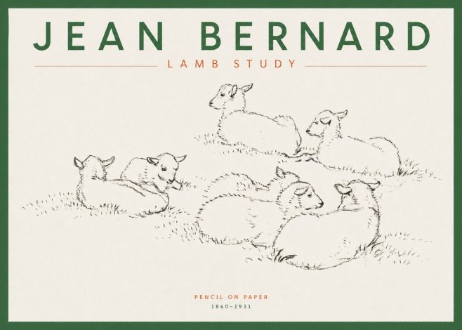 Jean Bernard Study of Lambs No5 - Plakát