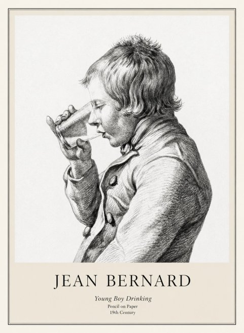Jean Bernard Young Boy Drinking No1 - Plakát