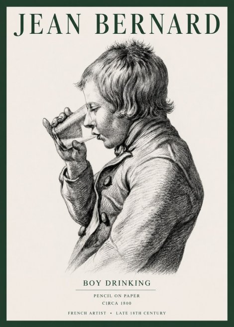 Jean Bernard Young Boy Drinking No5 - Plakát