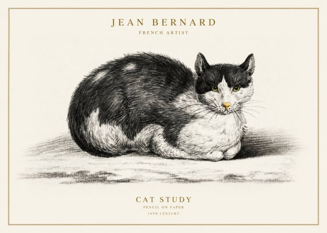 Jean Bernard Cat Study II No1 - Plakát