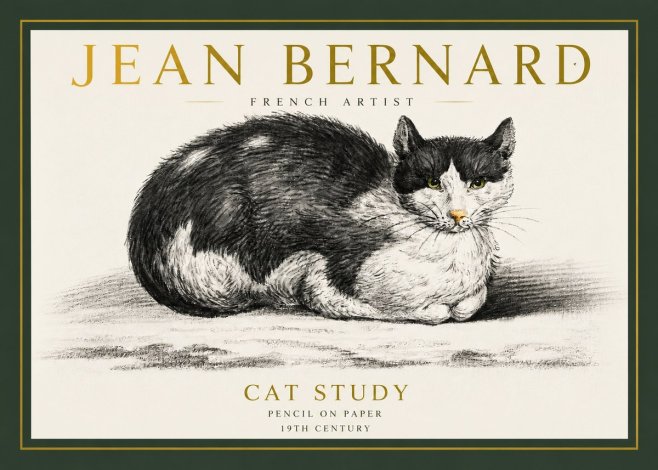 Jean Bernard Cat Study II No3 - Plakát