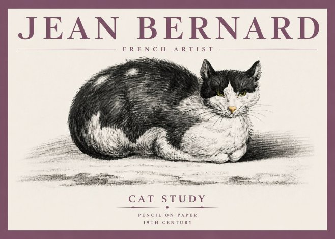 Jean Bernard Cat Study II No4 - Plakát