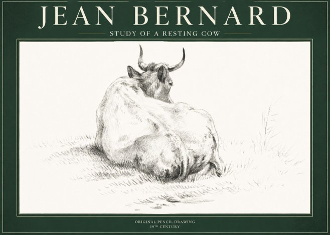 Jean Bernard Study of a Resting Cow I No1 - Plakát