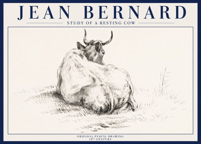 Jean Bernard Study of a Resting Cow I No3 - Plakát