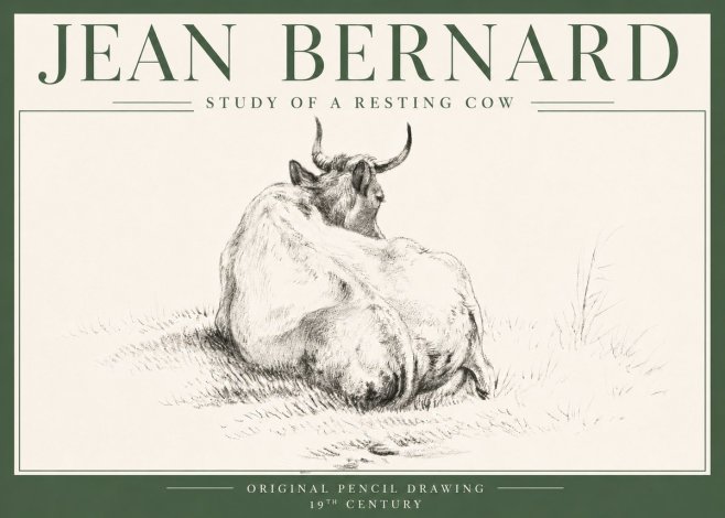 Jean Bernard Study of a Resting Cow I No4 - Plakát