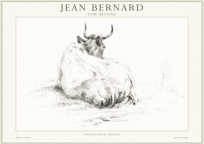 Jean Bernard Study of a Resting Cow I No5 - Plakát