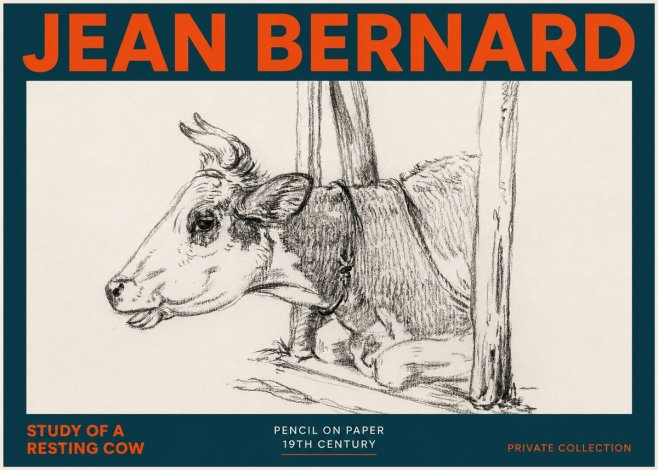Jean Bernard Study of a Resting Cow II No5 - Plakát