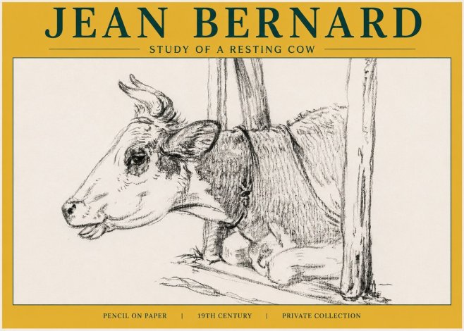 Jean Bernard Study of a Resting Cow II No6 - Plakát