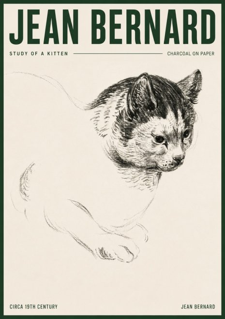 Jean Bernard Study of a Kitten I No3 - Plakát