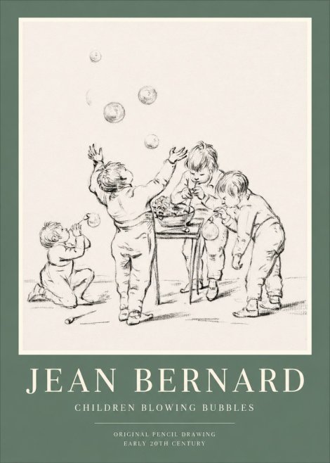Jean Bernard Children Blowing Bubbles No1 - Plakát
