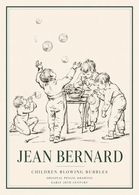 Jean Bernard Children Blowing Bubbles No3 - Plakát