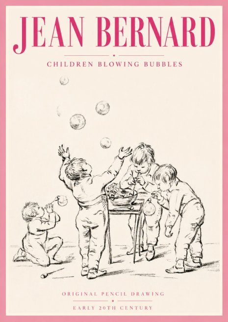 Jean Bernard Children Blowing Bubbles No5 - Plakát