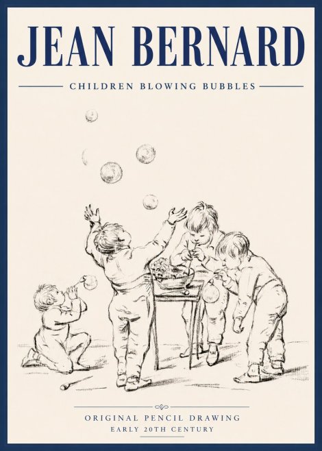 Jean Bernard Children Blowing Bubbles No6 - Plakát