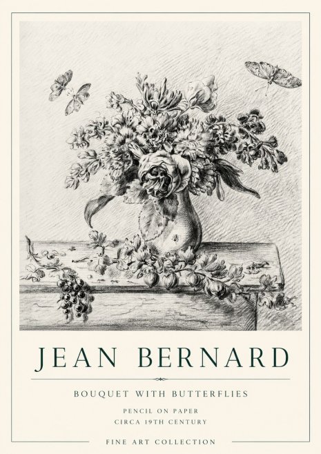 Jean Bernard Floral Still Life with Insects No2 - Plakát