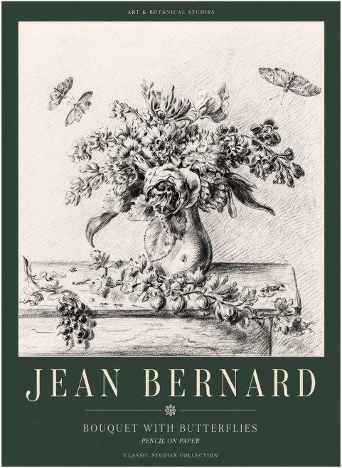 Jean Bernard Floral Still Life with Insects No3 - Plakát