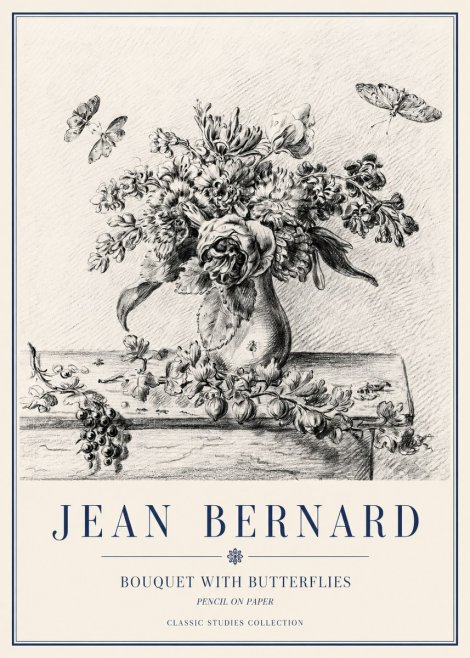 Jean Bernard Floral Still Life with Insects No5 - Plakát