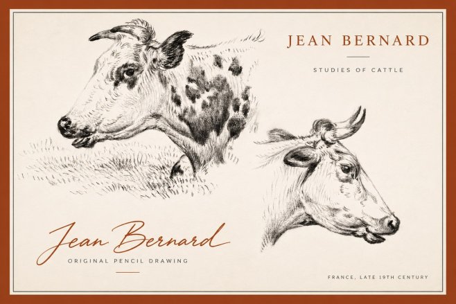 Jean Bernard Studies of Cattle I No3 - Plakát