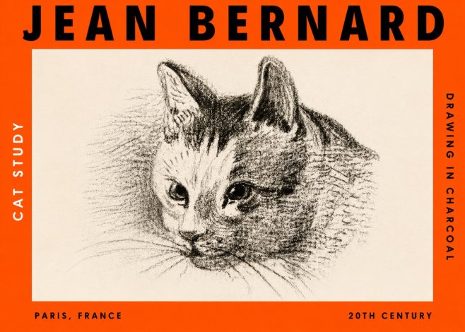 Jean Bernard Cat Study III No3 - Plakát
