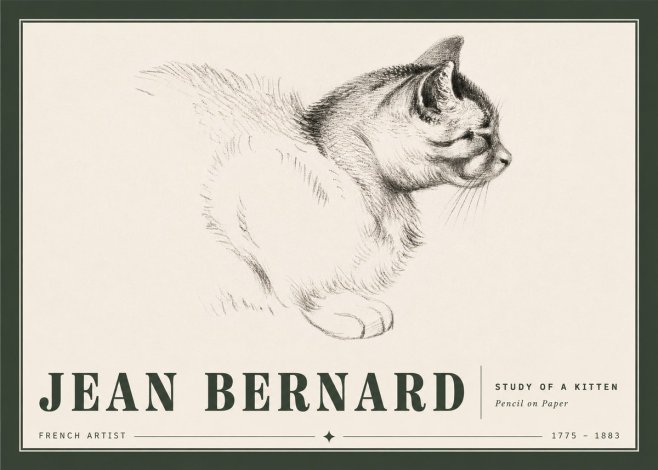 Jean Bernard Study of a Kitten II No5 - Plakát