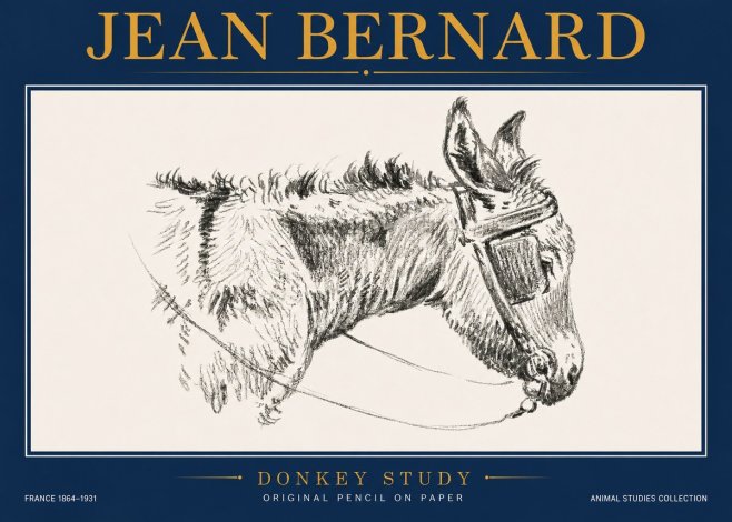 Jean Bernard Donkey Study II No4 - Plakát