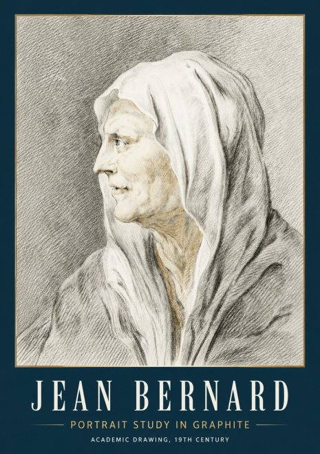 Jean Bernard Profile Study of a Hooded Figure No5 - Plakát