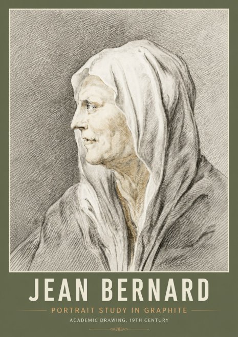 Jean Bernard Profile Study of a Hooded Figure No6 - Plakát