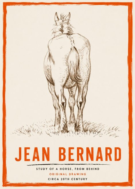 Jean Bernard Horse Study - from Behind No4 - Plakát
